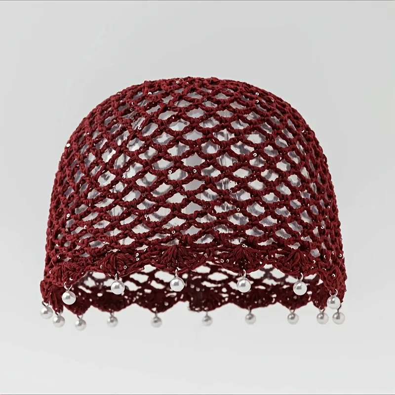 Bohemian Pearl Tassel Turban Headband – Hand-Woven, Breathable & Lightweight, Literary & Versatile, Brightens Up Your Summer Look. (Khaki) — image 5