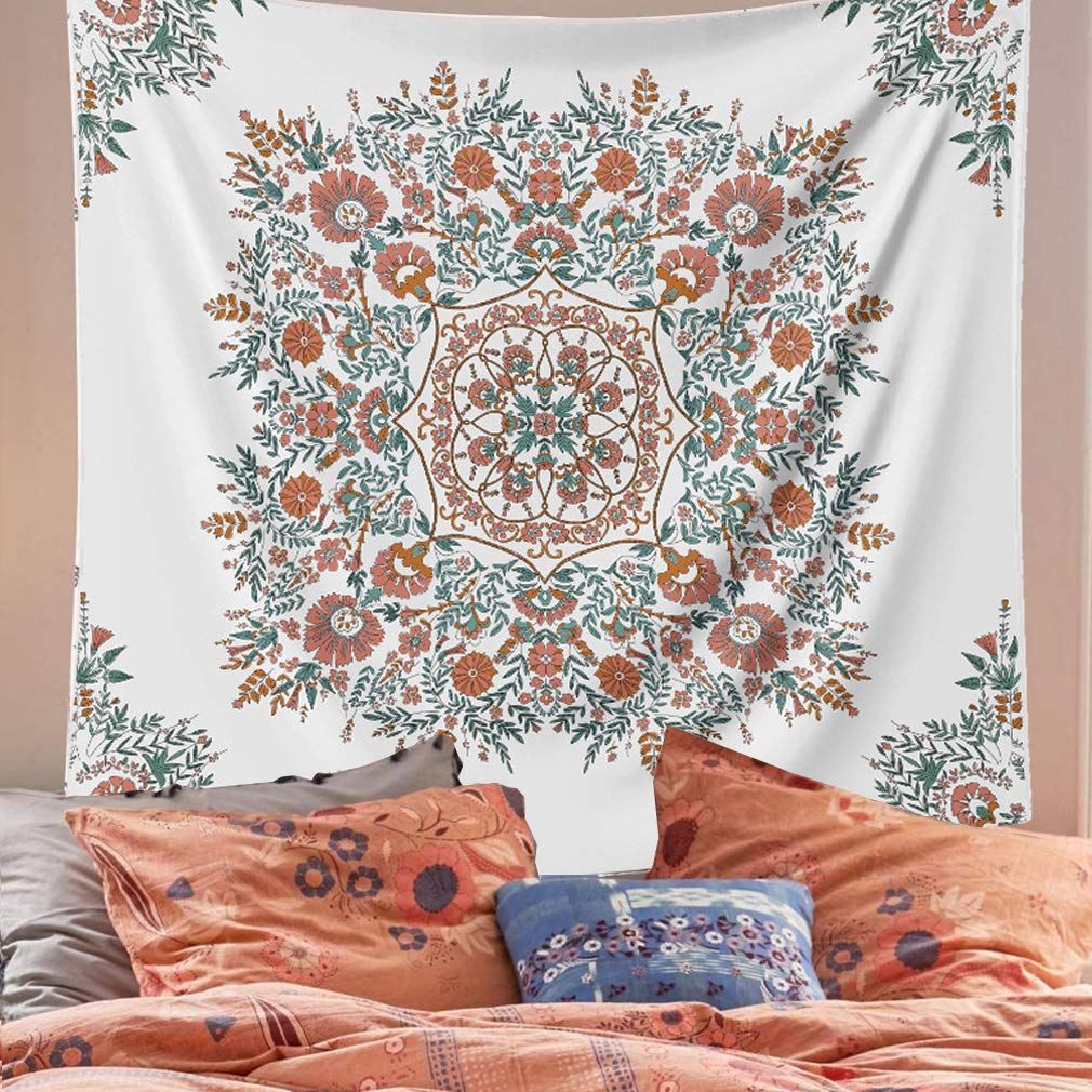 Mandala Tapestry Wall Hanging Flower Psychedelic Tapestry Wall Hanging Decor for Living Room Bedroom Bohemian Plant Print β image 2