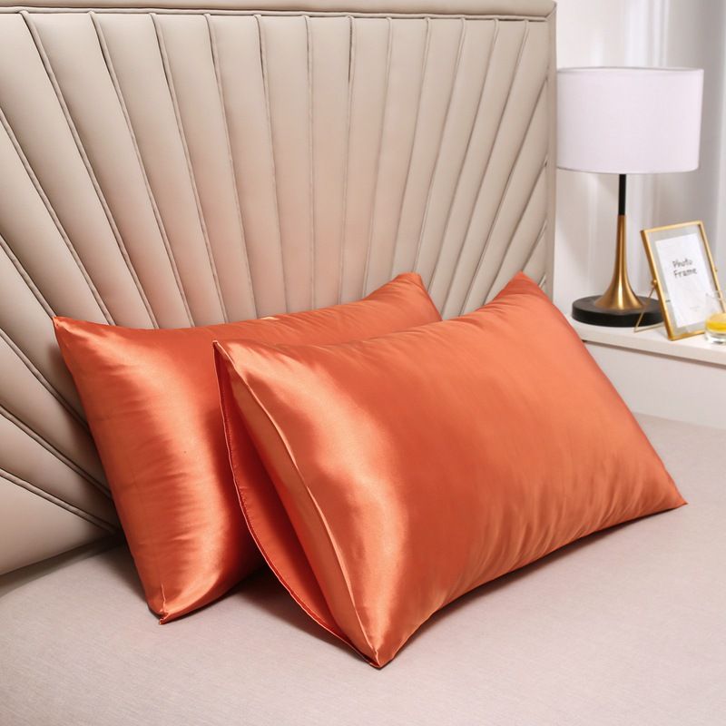 Pillowcase Polyester 60 Thread Count Solid Color Orange 48 × 74cm【1 pack】