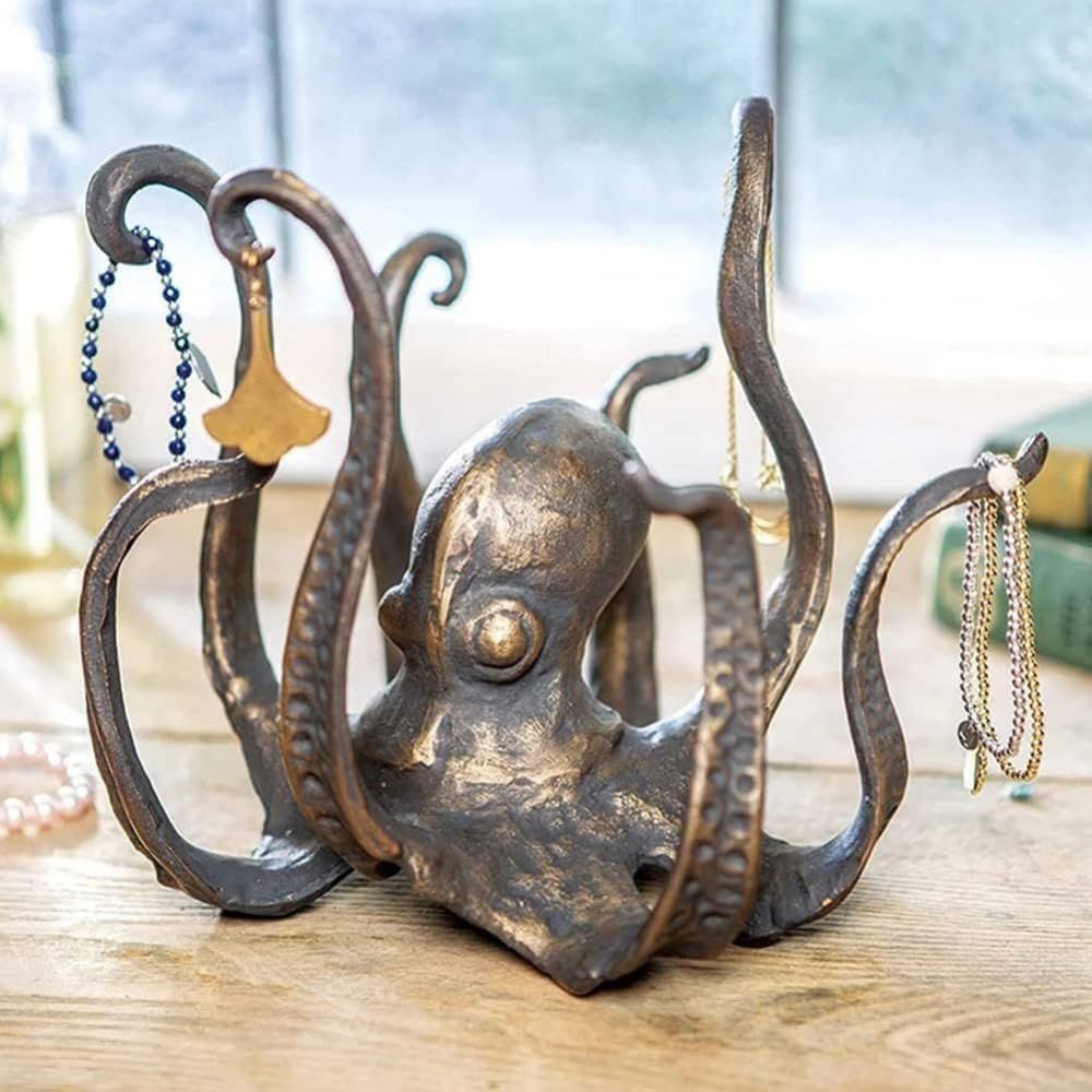 Octopus Mug, Vintage Nautical Octopus Cup Holder, Table Ornament, Jewelry Necklace Pendant Tea Cup Holder (Black) — image 2