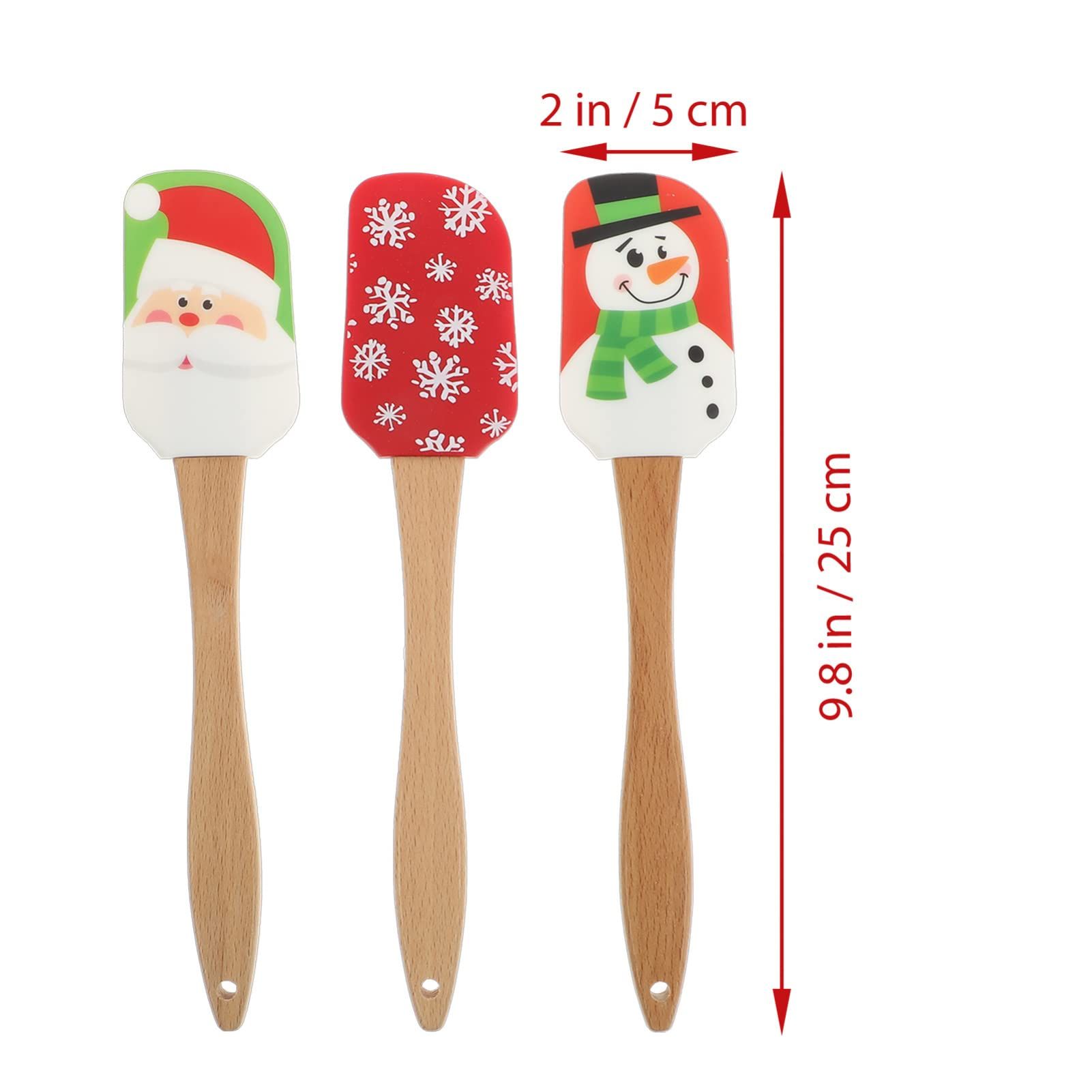 Christmas Spatulas for Baking, 4 Pieces Christmas Spatula Set Kitchen Christmas Silicone Spatula Set with Wooden Handle — image 5