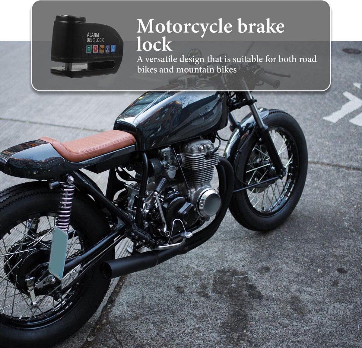 Brake disc lock with alarm - With reminder cable - 7 mm - Motorcycle lock - Scooter lock โ image 3