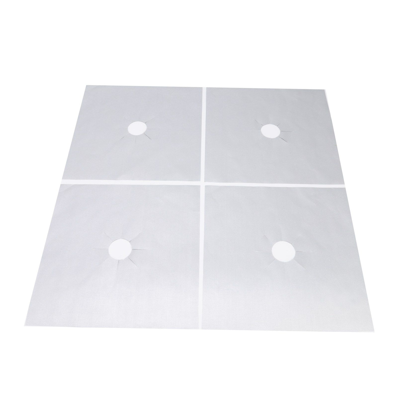 4Pcs Stove Burner Cover PTFE Coating Non Stick Gas Range Stove Top Protector Pad for Kitchen Cooking Silver 27x27cm 0.1mm — image 3