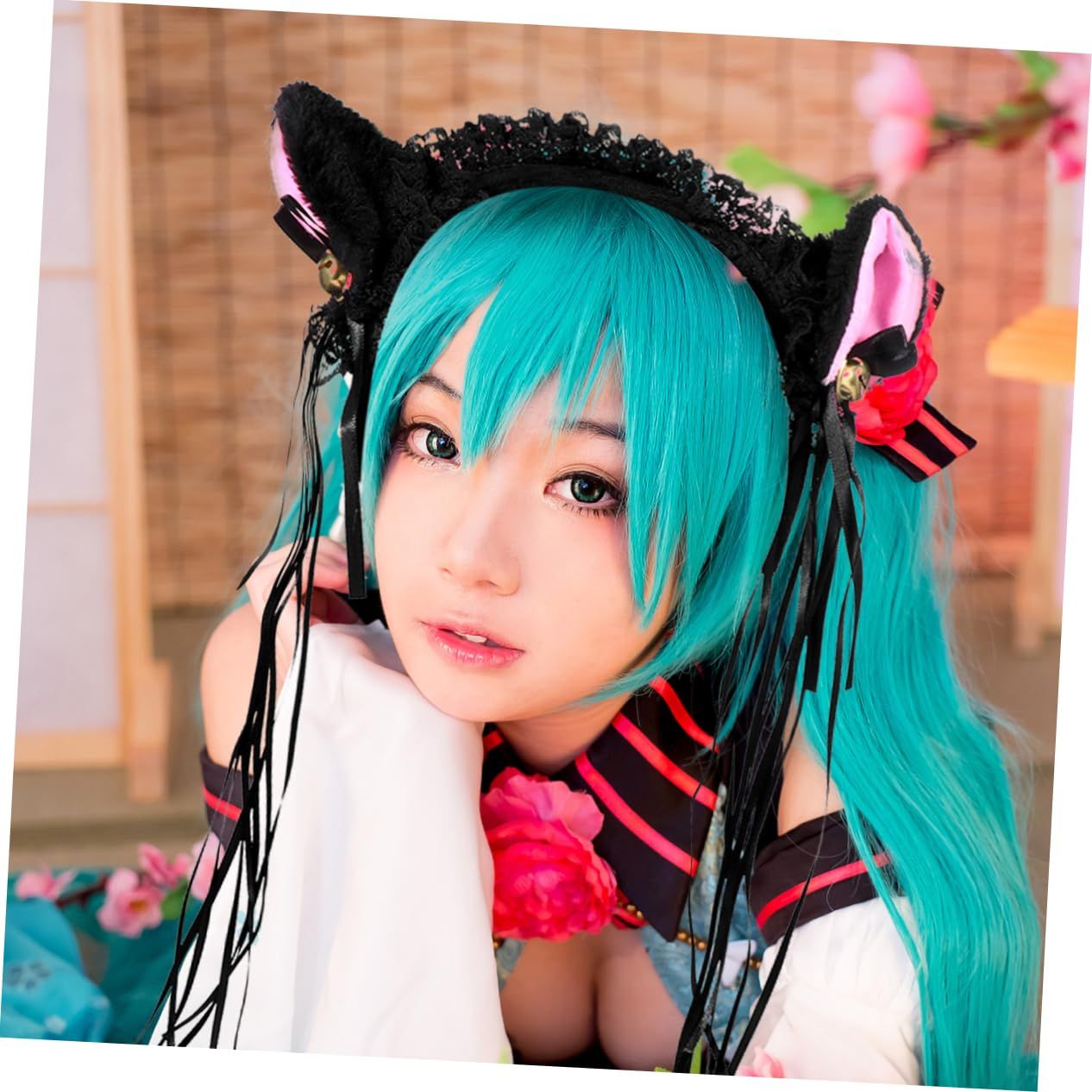 1 pcsCat Headband Light Up Lace Cat Headband Ear Cosplay Costume for Party Halloween Dress Up (Black) — image 3