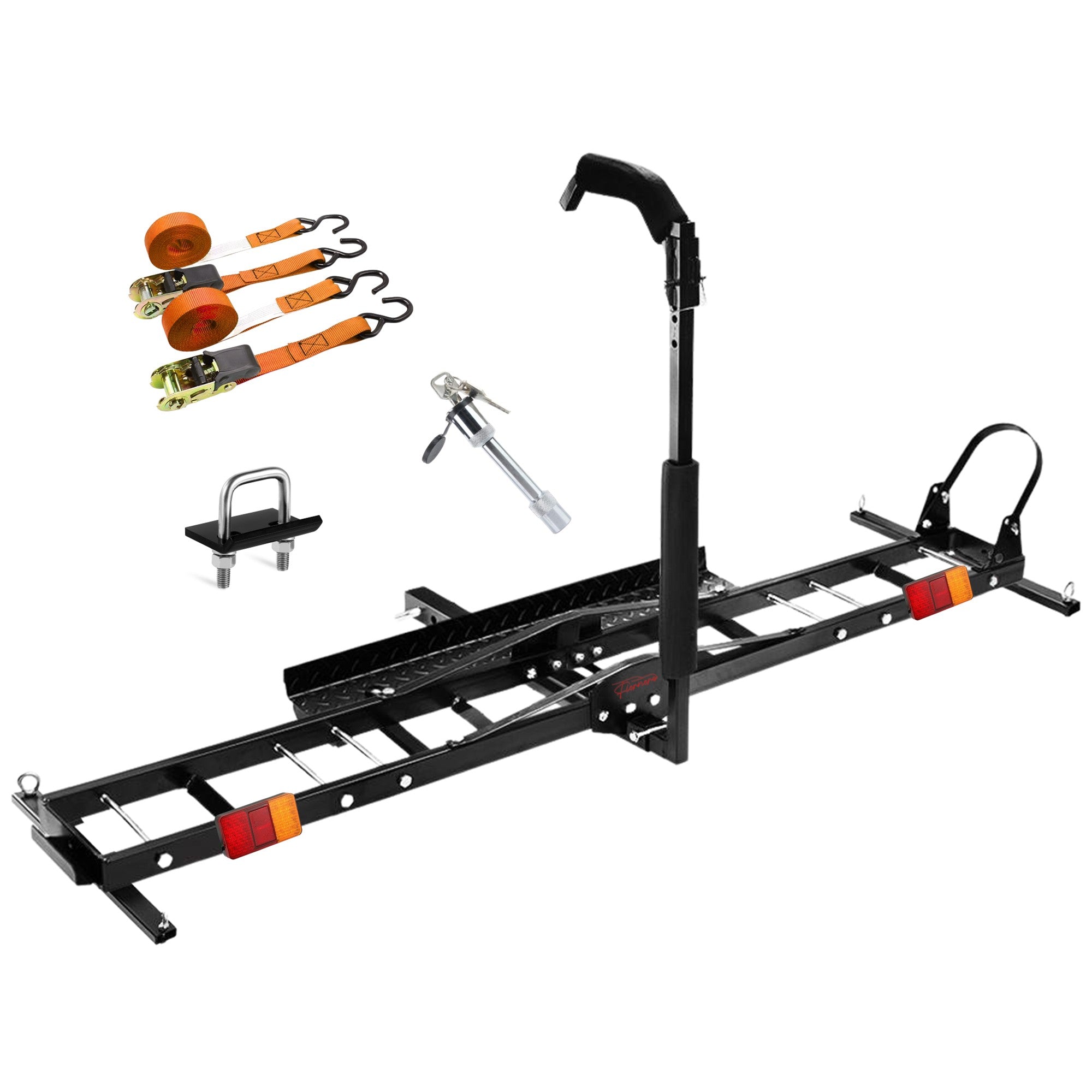 Motorcycle Motorbike Carrier Rack 2" Towbar Arm Dirt Bike Ramp Brake Lights — image 2