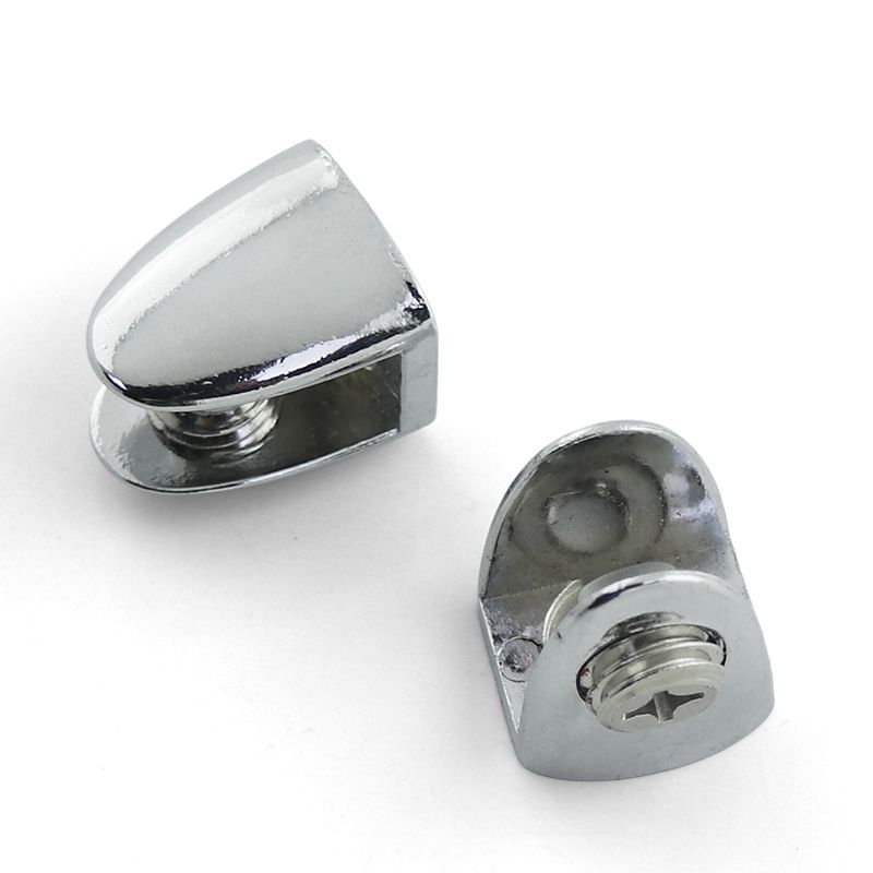 2 Pcs Glass Shelf Bracket Adjustable Zinc Alloy Glass Door Cabinet Clip Glass Shelf Bracket Duty Clamp Shelf Silver — image 2