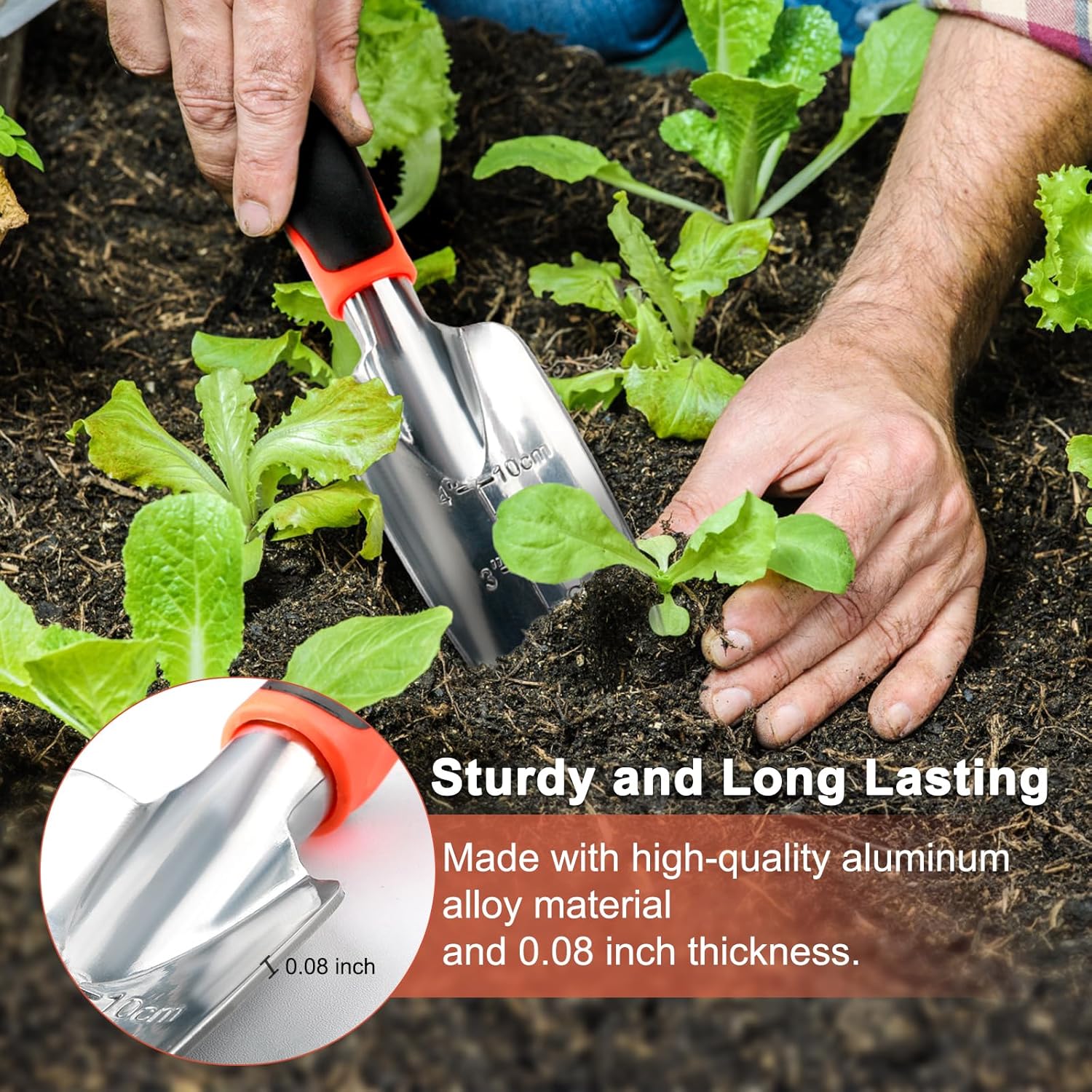 Garden Shovel Trowel Garden Tool with Measurement Mark + 2 Pack Heavy Duty Gardening Tools Set โ image 5