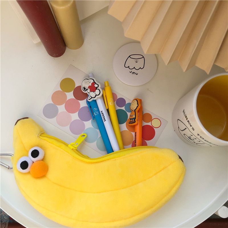 2pcs,Cute novel funny face simulation food fruit chicken leg banana figure soft padded top coat zipper pencil case — image 3