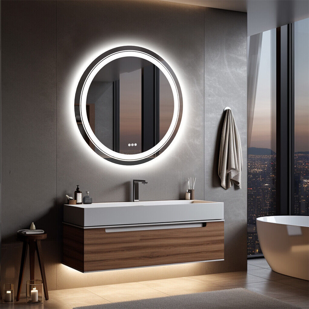 80cm LED Bathroom Mirror Anti-fog Circle Backlit HD β image 6