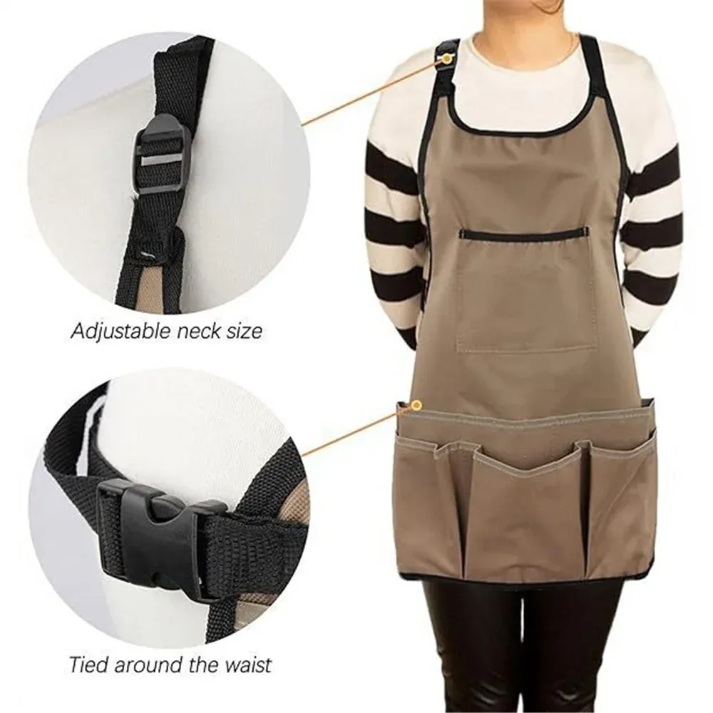 Garden Apron for Men and Women with 14 Pockets, Gardening Tool Work Apron for Barbers, Bartenders and Gardeners — image 2