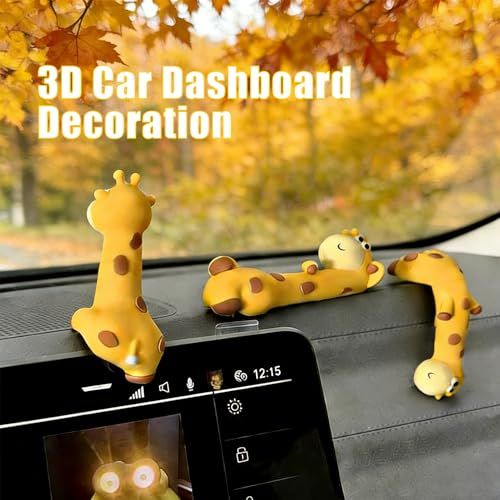 Mini Resin Desk Giraffe Decor, 4 Pcs, Cute Giraffe Figurines Set | Funny Decorations Accessories for Office Desk, Car Dashboard, Monitor. Double-sided Tape โ image 4