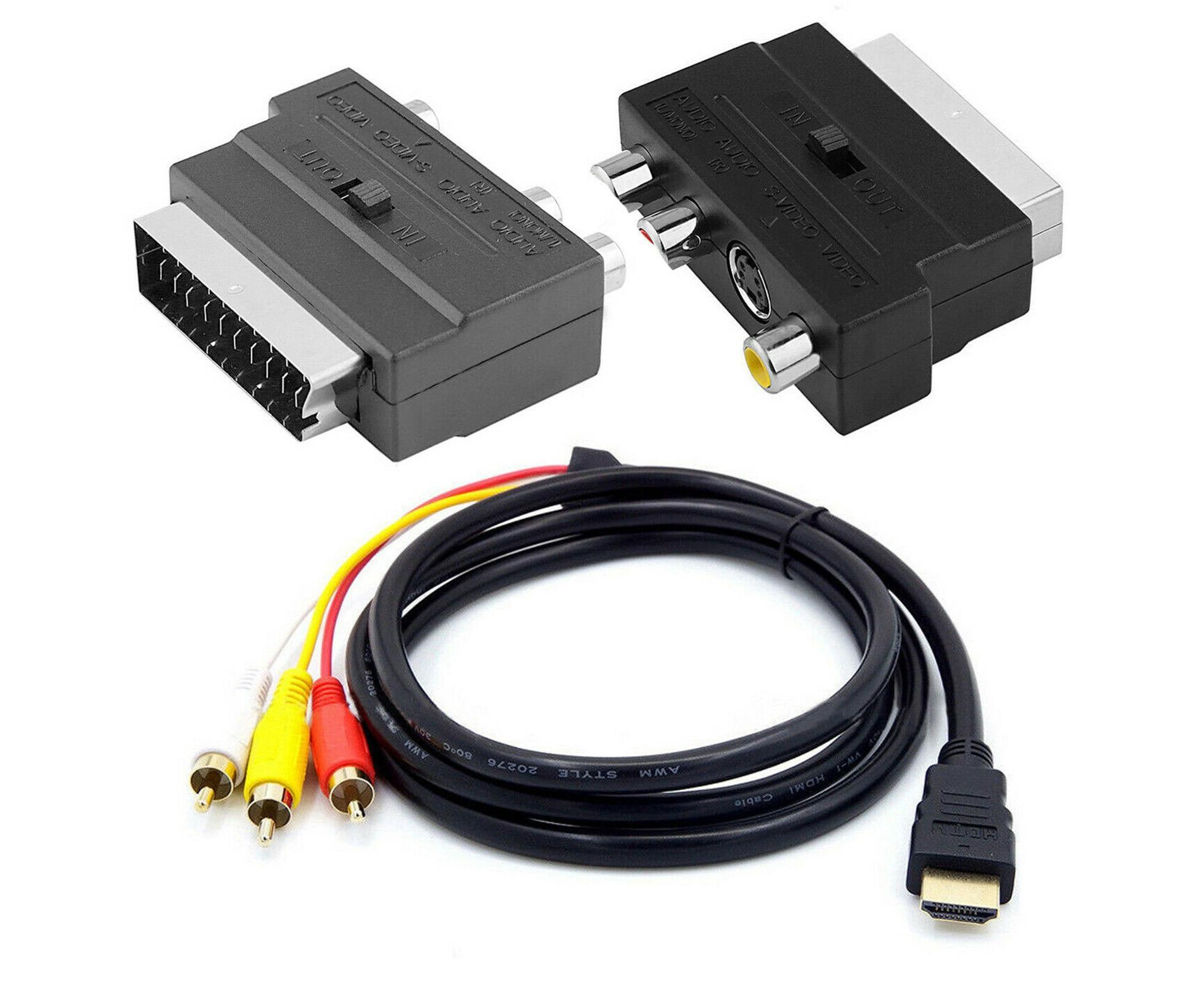 3 Input Ports 1.5M HDMI-compatible Male to 3 RCA Scart Audio Video Converter Adapter Cable - Black โ image 2
