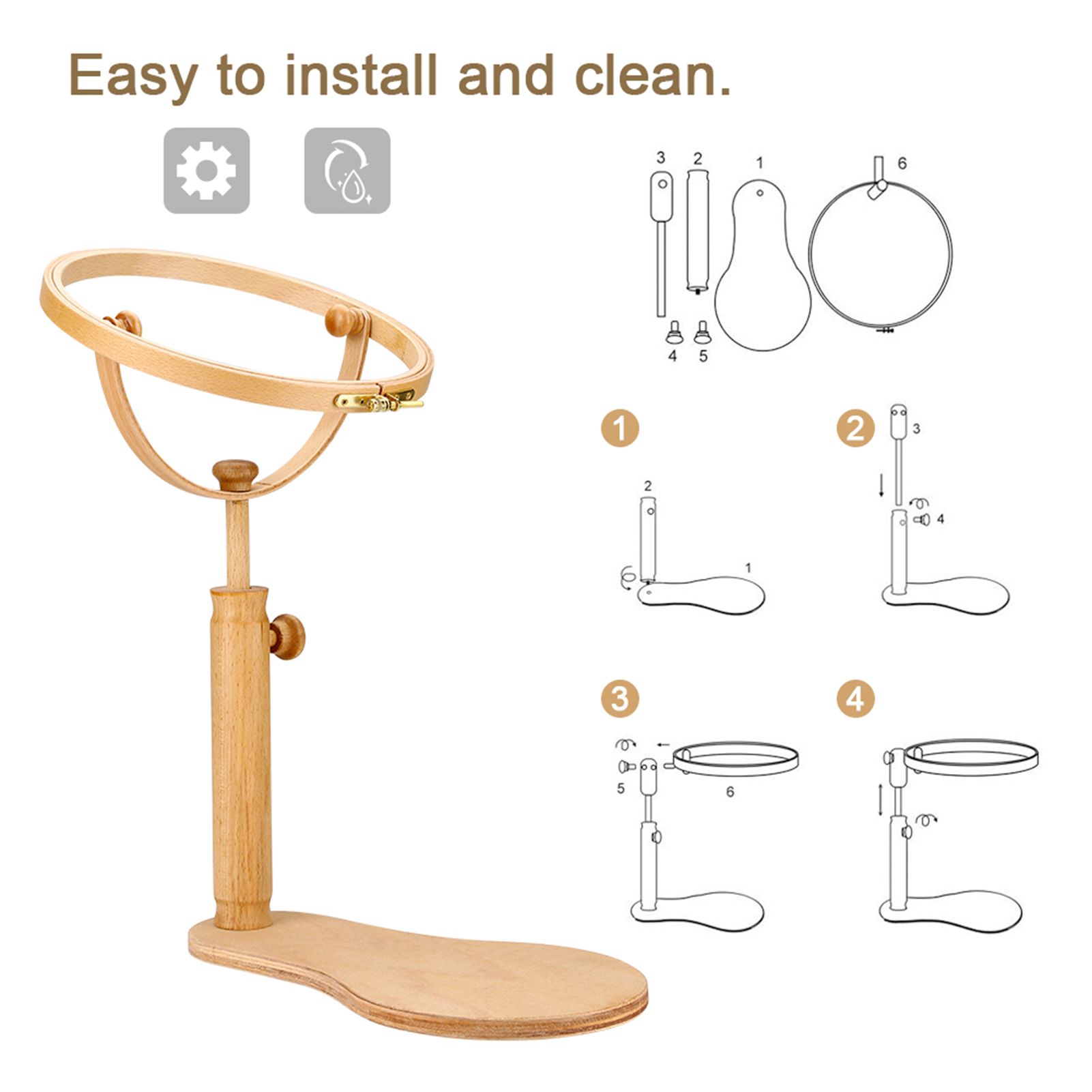 Embroidery Stand Hoop Wood Embroidery & Cross Stitch Hoop Ring Frame Adjustable Sewing Tools S — image 4