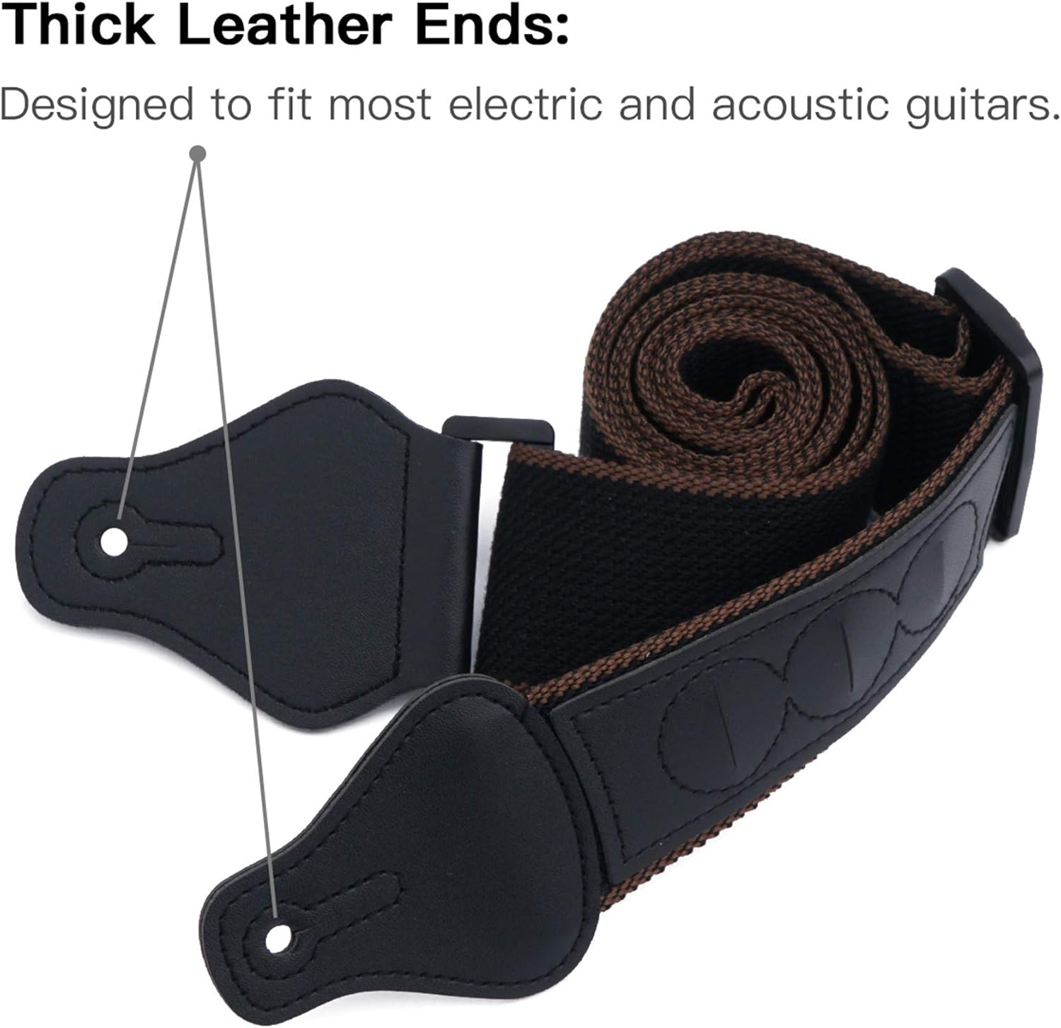Guitar Strap, Soft Cotton Straps With 3 Pick Holders, Button Headstock Adaptor, 1 Pair Locks and 3 Picks Set For Electric/Acoustic Guitar — image 6