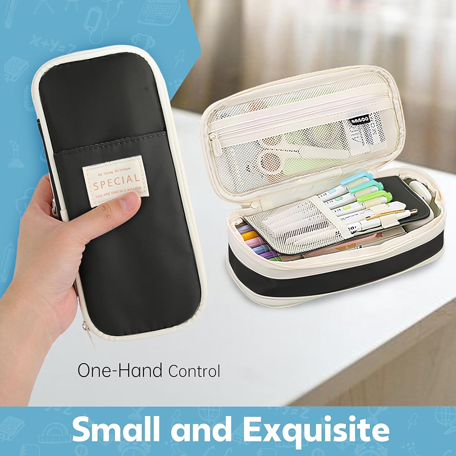 Pencil Case, Large Capacity Aesthetic Pen Cases with Durable Zipper, Big Stationery Pencil Pouch for Women & Men — image 6