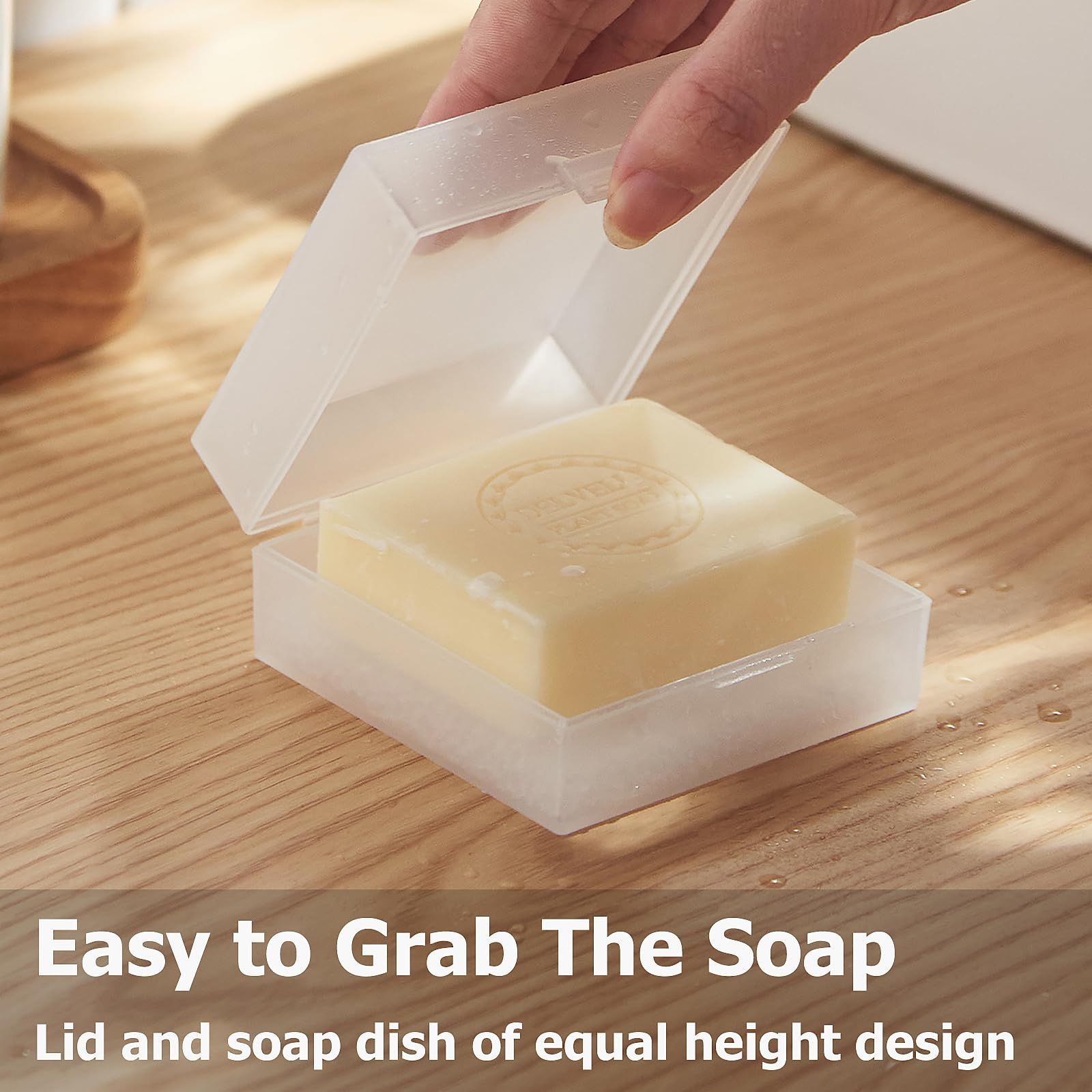 Travel Soap Case, Bar Soap Holder Fit Soap, Shampoo Bar Holder for Square Travel Soap Container with Draining (Transparent White) โ image 2