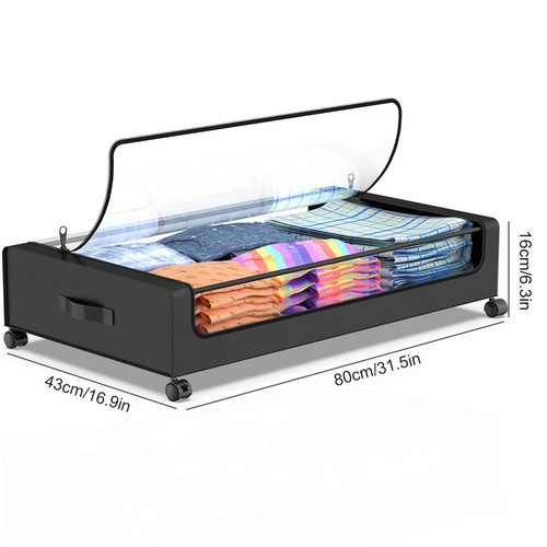 Black Square Under-Bed Storage Rack with Wheels Sturdy Easy to Move for Bedroom AU โ image 5