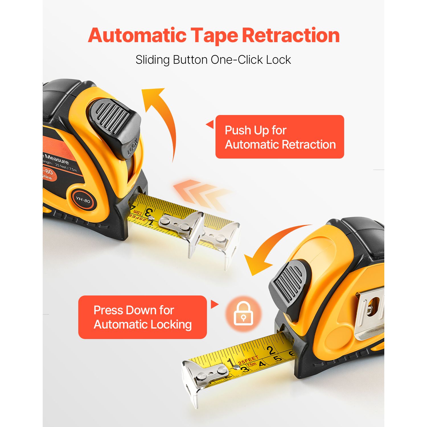 Tape Measure 7620mm Retractable Imperial Metric for Decoration — image 5