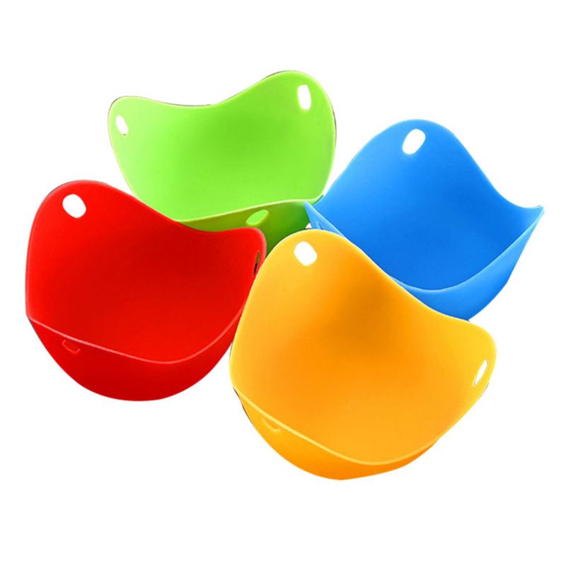 4 Pack Silicone Egg Poaching Cups Boiler Molds with Ring Standers Easy Release and Cleaning Poached Bowl for Microwave