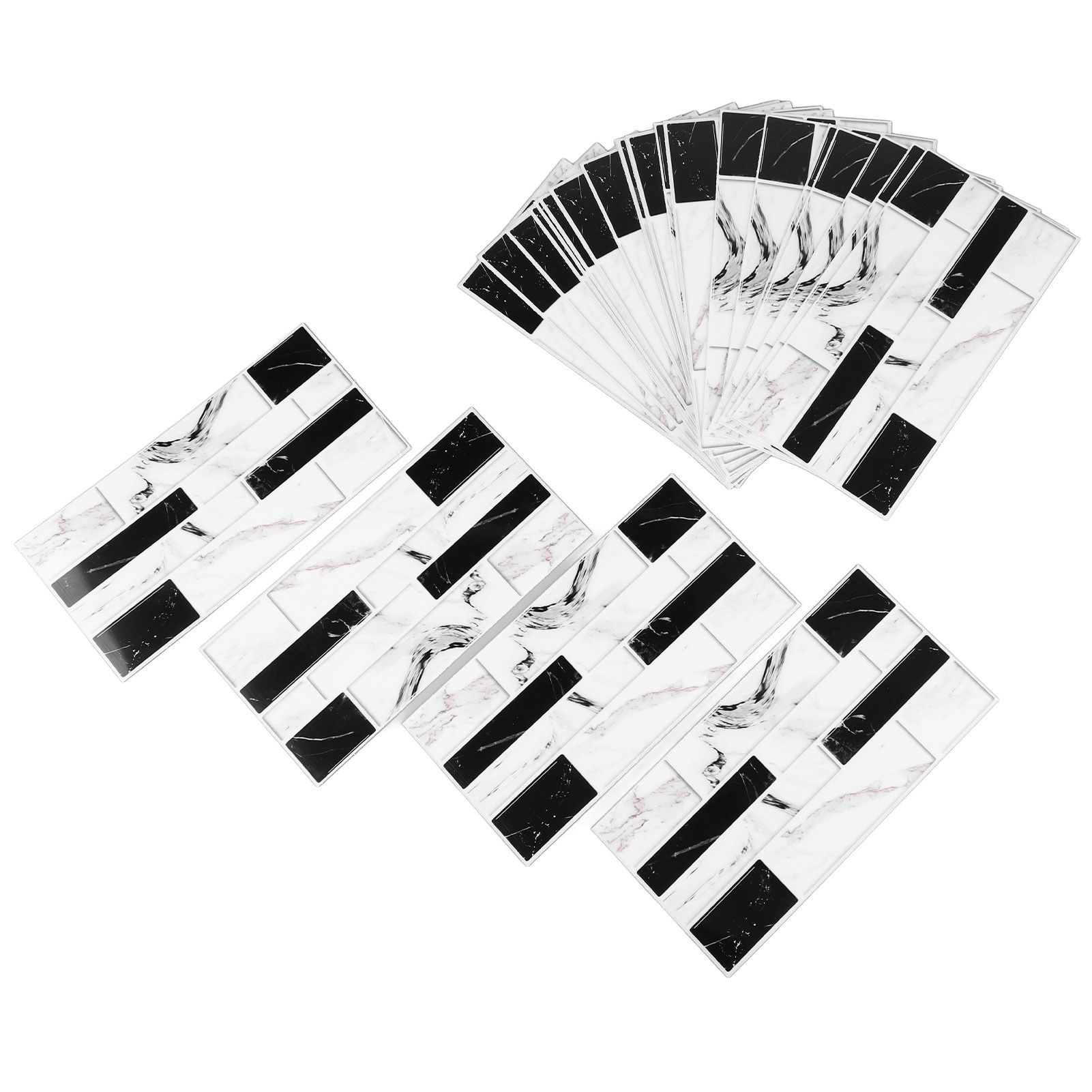 27PCS Kitchen Wallpaper Tile Self Adhesive PVC Wear Resistant White Black Faux Brick for Home Bathroom โ image 6
