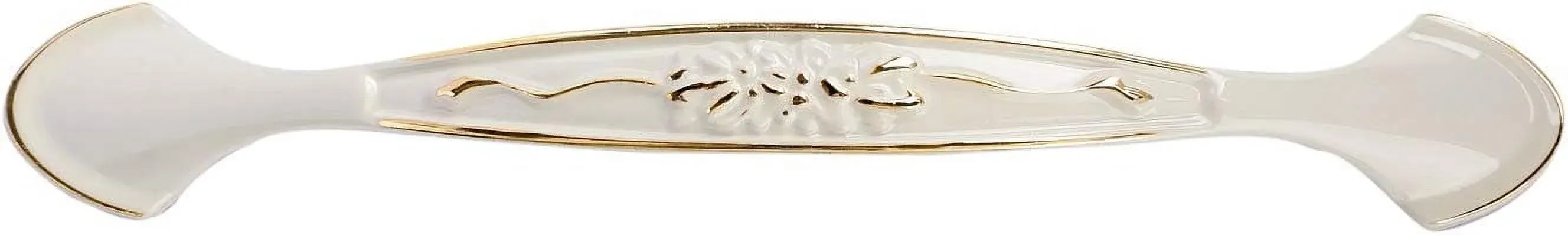3 Pack Floral Cabinet Pull Handles, Solid Zinc Alloy Hardware, 3.8 In Hole Distance, Gold Ivory — image 4
