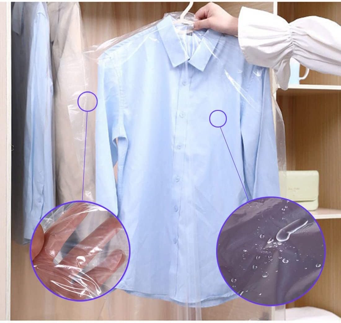 20Pcs Plastic Garment Bags for Hanging Clothes, 35 Inch Clear Dry Cleaner Bags Dustproof Suit Cover Clothes Storage Bag for Skirt Coat Shirt Jacket (60 × 90cm) — image 4
