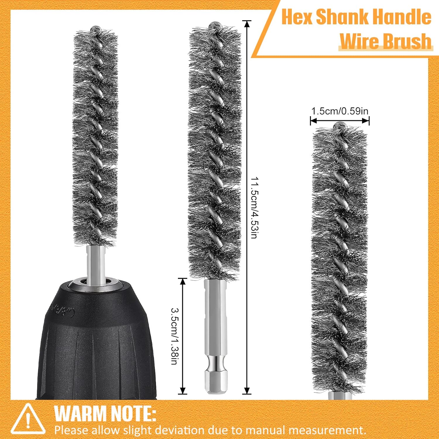 Bore Brush Bristles Wire Brush for Power Drill Cleaning Wire with Hex Shank Handle for Power Drill Cleaning(5 Pieces,Stainless Steel) — image 2