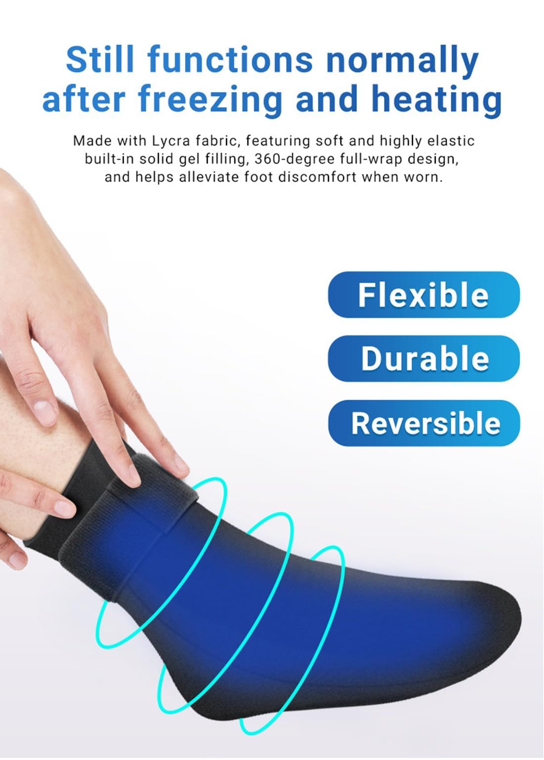 Reusable Gel Cold Therapy Sock for Hot & Cold Therapy, Ankle Foot Ice Pack Wrap for Injuries, Instant Pain Relief for Achilles Tendonitis, Plantar โ image 5