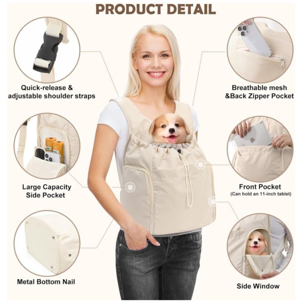 Dog Front Carrier Backpack, Adjustable Pet Dog Carrier Backpack Ventilated Mesh Dog Travel Backpack with Zippered Side Windows for Hiking Traveling for Small โ image 3