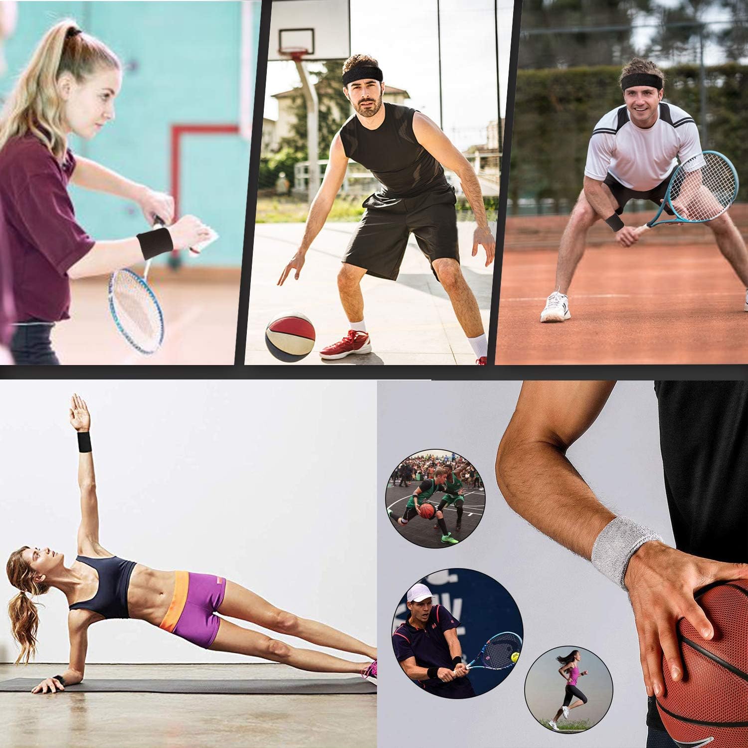 Wrist sweatbands - 2-piece sports sweatbands for men and women - for the gym - tennis - running - basketball - moisture-wicking โ image 4