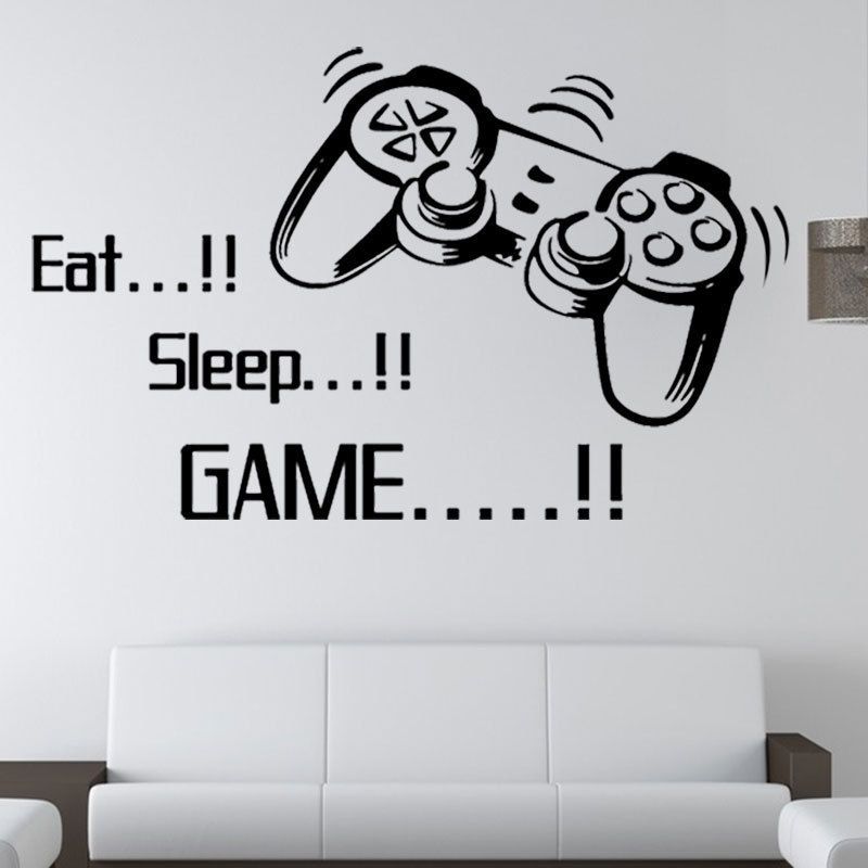 Game Wall Decals Eat Sleep Game Quote Wall Stickers Gamers World for Net Bar Living Rooms Bedroom Removable Kids and Boys Rooms โ image 3