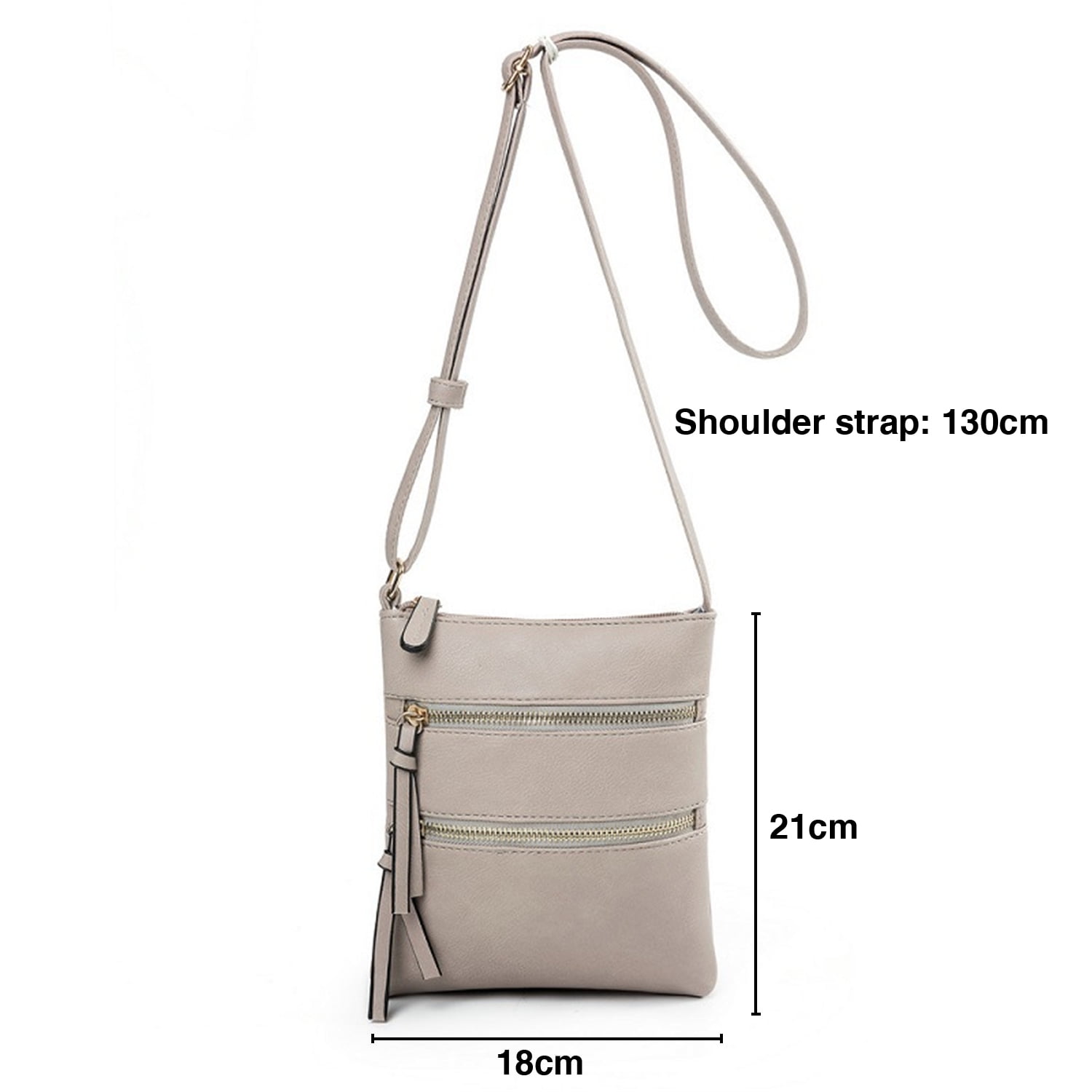 Small Crossbody Purses for Women Multi Pocket Travel Bag Over The Shoulder with Extra Long Strap - Beige Light Grey — image 3