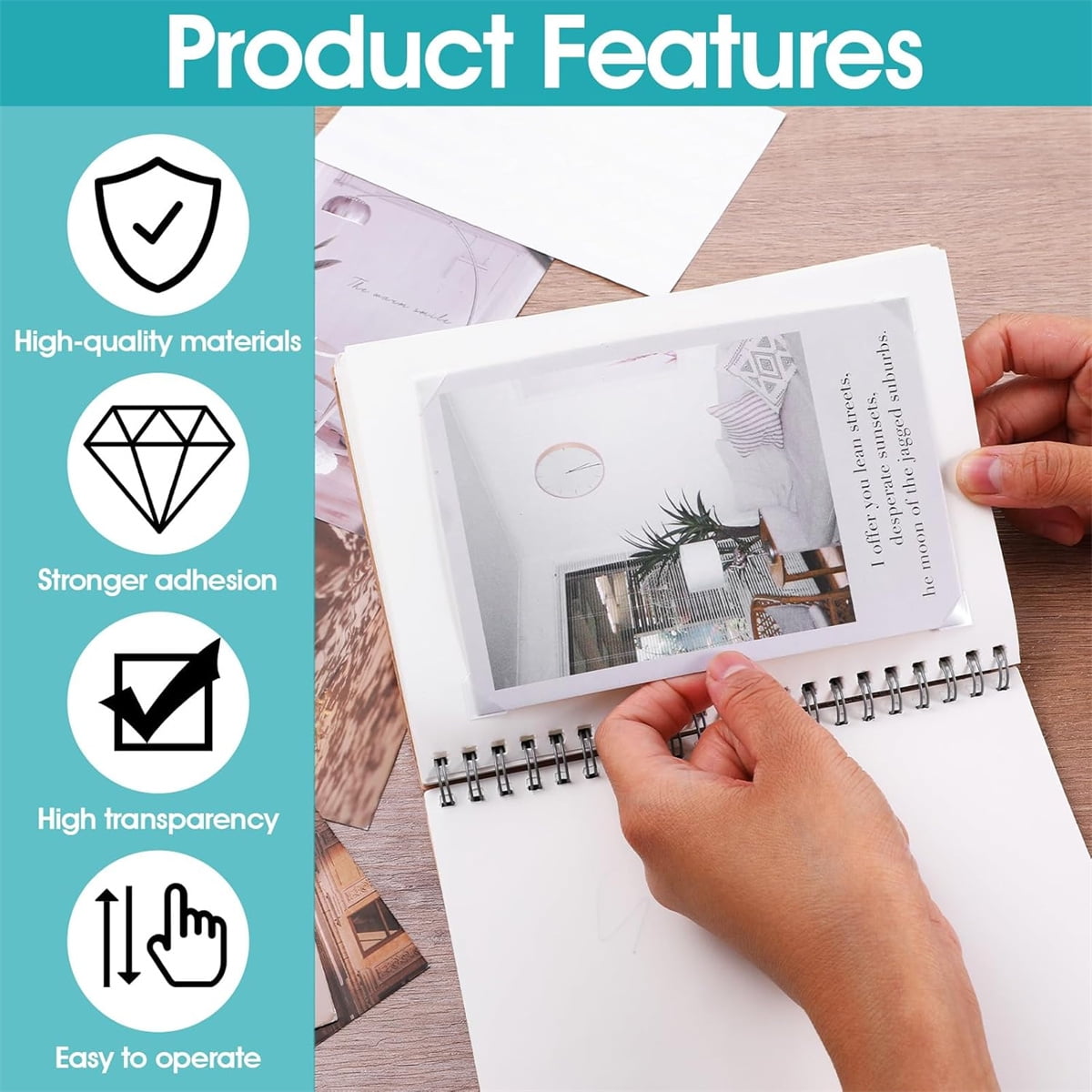 408 Pcs Clear Photo Corners Stickers Self-Adhesive Photo Corners Lens Photo Corner Sticker for DIY Scrapbooking, Memory Books Journal and Picture Album (Clear — image 5