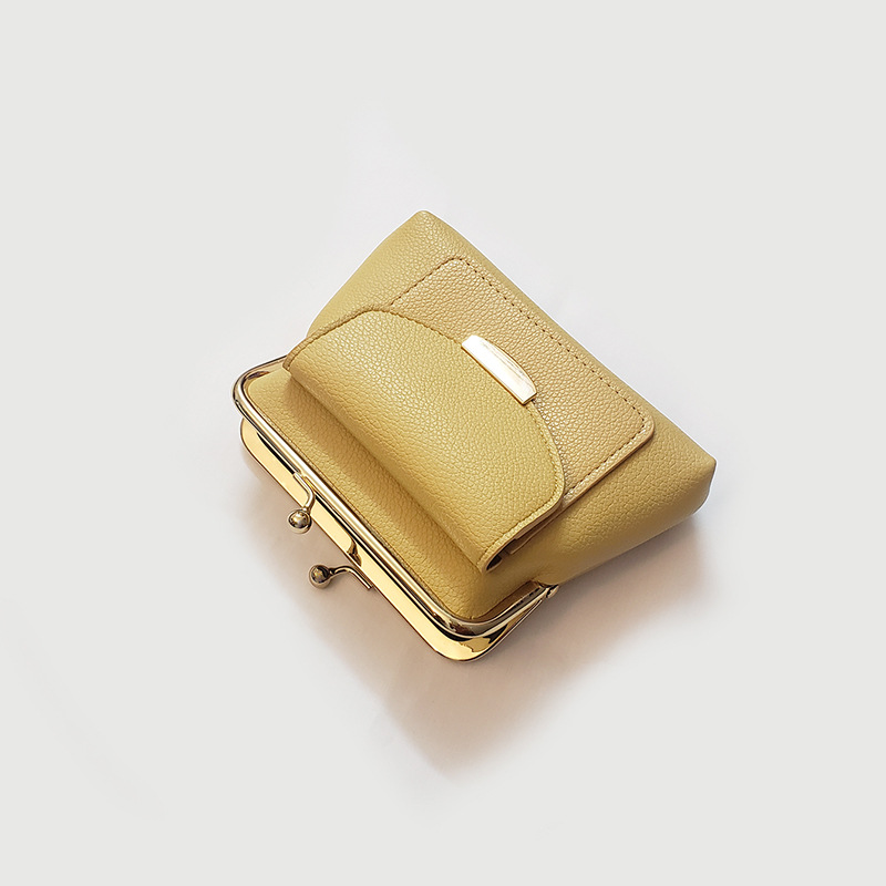 Yellow Vintage Style Women's Kiss Lock Coin Purse - Compact PU Leather Wallet with Card Holder โ image 5