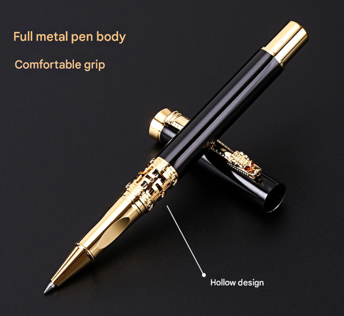 Dark Blue Two-piece Set Luxury Retro Dragon Head Signature Pen Gift Set - Full Metal 0.5mm Rollerball Each Set with 2 Spare Refills for Business and — image 3