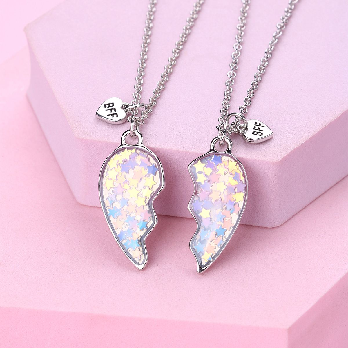 Best Friend Necklace for 2 Girls Magnetic Matching Friendship Necklace Half Heart Pendant BFF Necklaces for Sister โ image 2