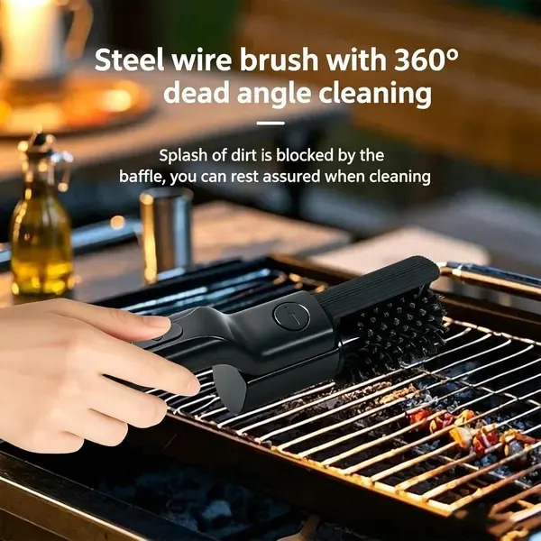 Rechargeable Electric Grill Cleaning Brush, Cordless 3 Speed Stainless Steel Brush Head, IPX5 Waterproof for Gas and Charcoal Grills, Black — image 6