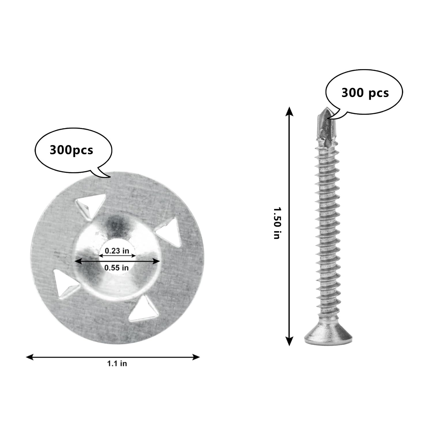 600Pcs Foam Board Fasteners - 1-1/8 Inch Metal Washers for Fixing Installation — image 3