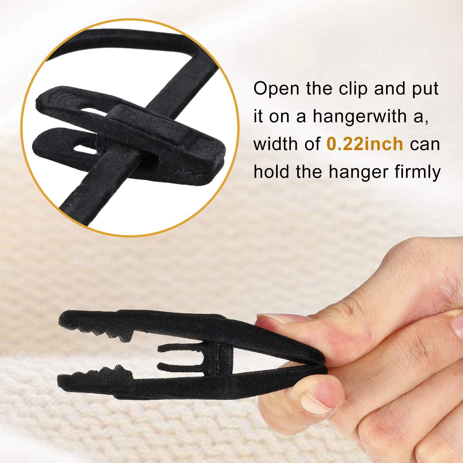 Velvet Hangers Clips Flocked Finger Clips Velvet Clothes Clips Strong Pants Hangers Clips for Slim-line Clothes (72 Pieces) — image 4
