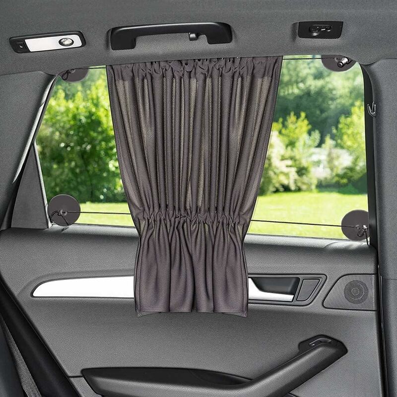 Baby Car Sun Shade 65 × 50 Cm - Car Curtain With Suction Cup - Uv Protection - Ideal For Large Side Windows - Grey (X 2