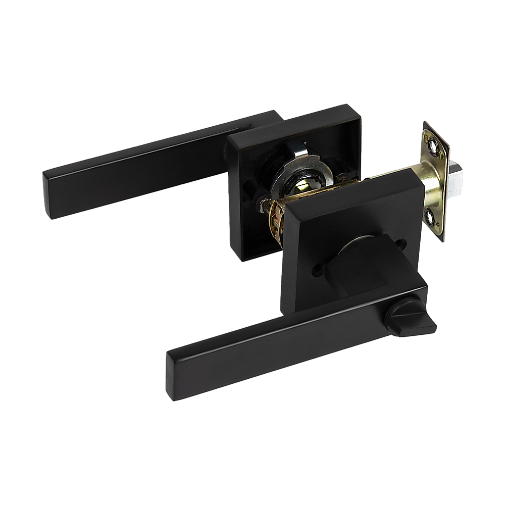 Door Handle Set Lever Key Lock Function Square Black โ image 6