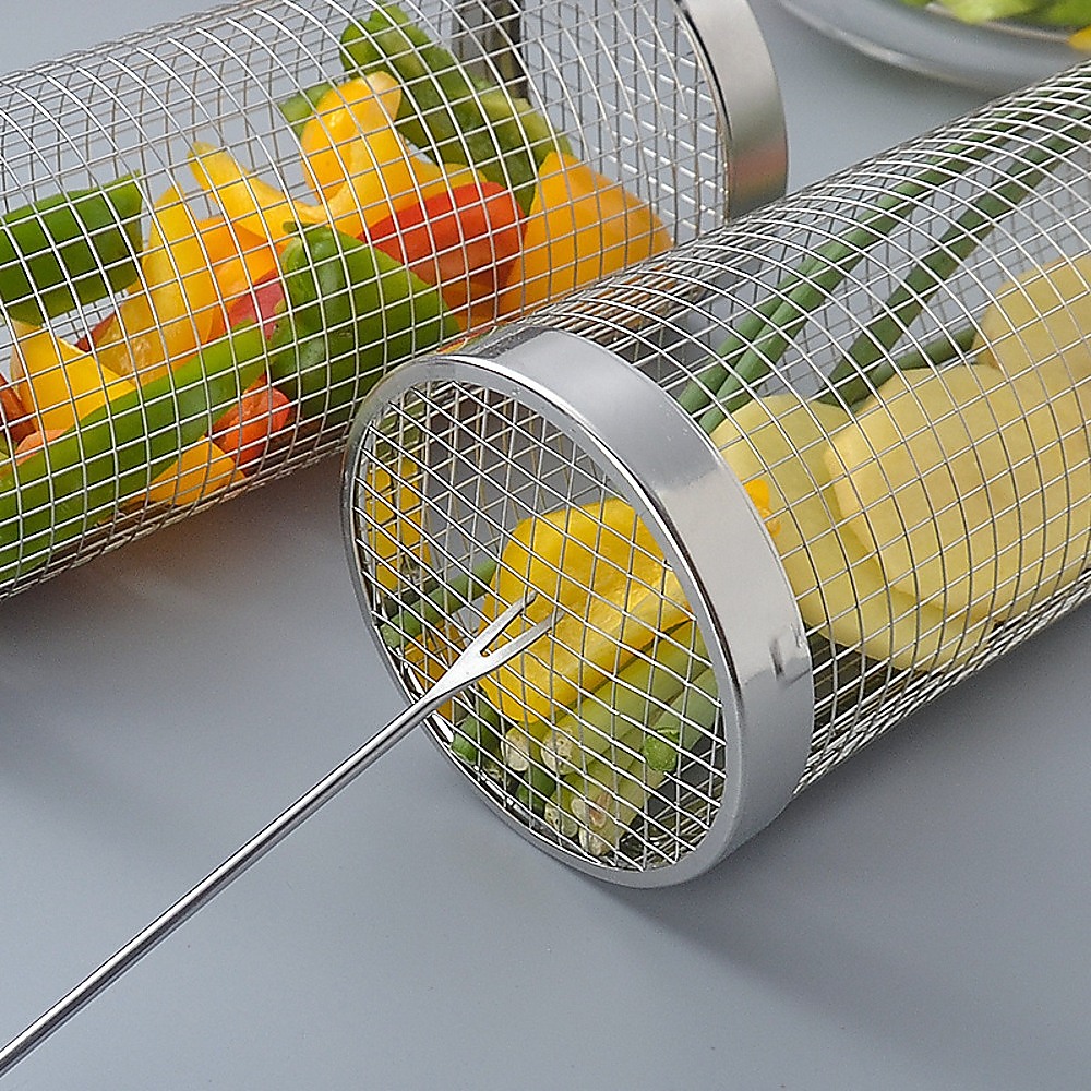 2pc BBQ Basket Round Campfire Grid Cookware — image 2