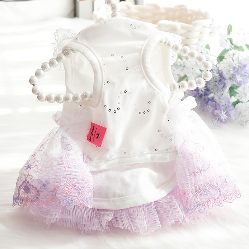 Accope Pet Dress Cotton Princess Style Summer White flowers L โ image 5