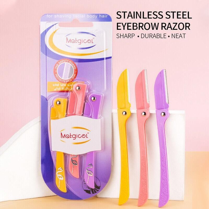 3PCS Folding Eyebrow Razor Facial Hair Trimmer for Women with Protective Guard — image 4