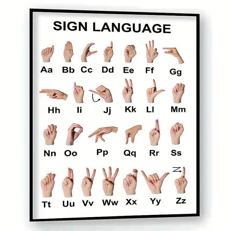 Sign Language Learning Poster, Alphabet Education ABC Playroom Wall Art, Boho Classroom Decor - Canvas Painting Wall Art Poster โ image 5