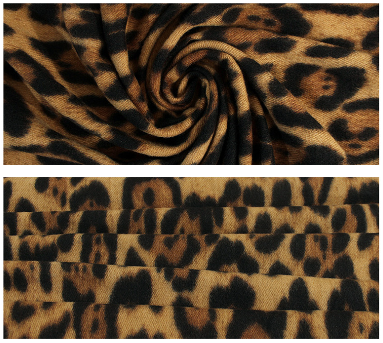 2-Piece Light Brown Leopard Elegant Faux Cashmere Shawl - Warm and Versatile 200 cm Long European-Style Scarf โ image 3