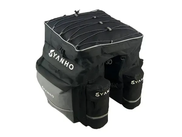 60 L Bicycle Pannier Bag, Water-Resistant Bike Rear Rack Bag with 7 Compartments and Rain Cover for Cycling, Black โ image 4