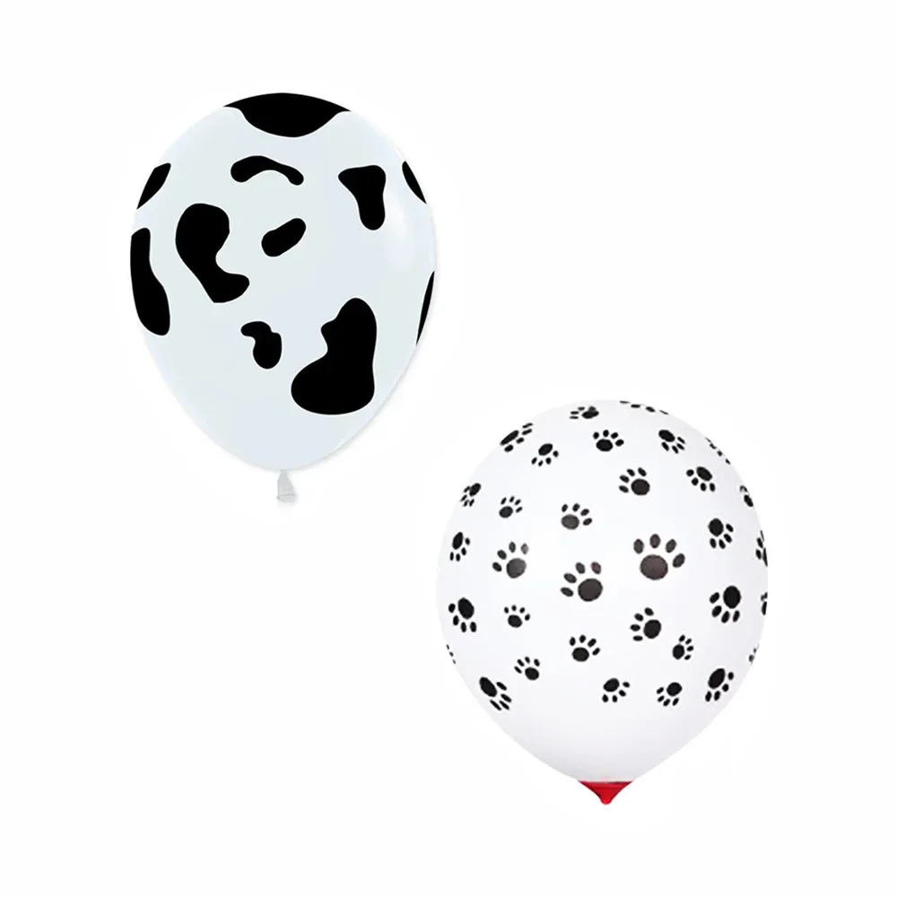 12pcs Cow Print or Paw Print Balloons White Latex Party Decorations 12 Inch - Paw — image 3