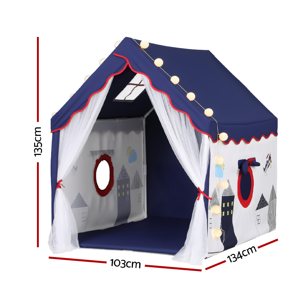 Keezi Kids Play Tent Playhouse Castle with Floor Mat String Ball Light 134X103CM โ image 3