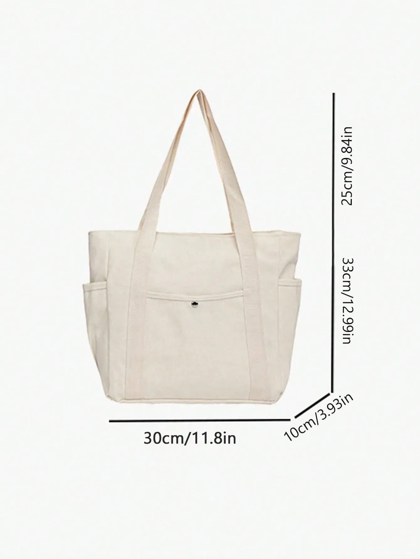 1Pcs Multi-Pocket Canvas Tote Bag – Large Capacity, Reusable, for Daily Use, Travel, Beach Bag, Office Tote Beige — image 5